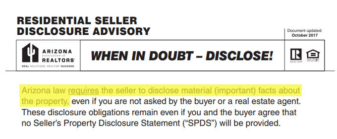 Tips to fill Seller Property Disclosure Statement (SPDS) when selling home in Gilbert AZ