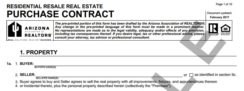 Making Offer to Buy a House: Arizona Real Estate Residential Purchase Contract