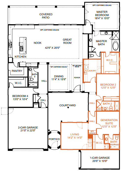 Copper floor plan by Maracay Homes - Arizona Living Collection Multigenerational Homes