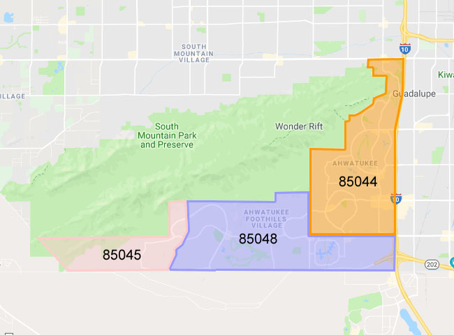 Ahwatukee Zip Code Map and Boundary