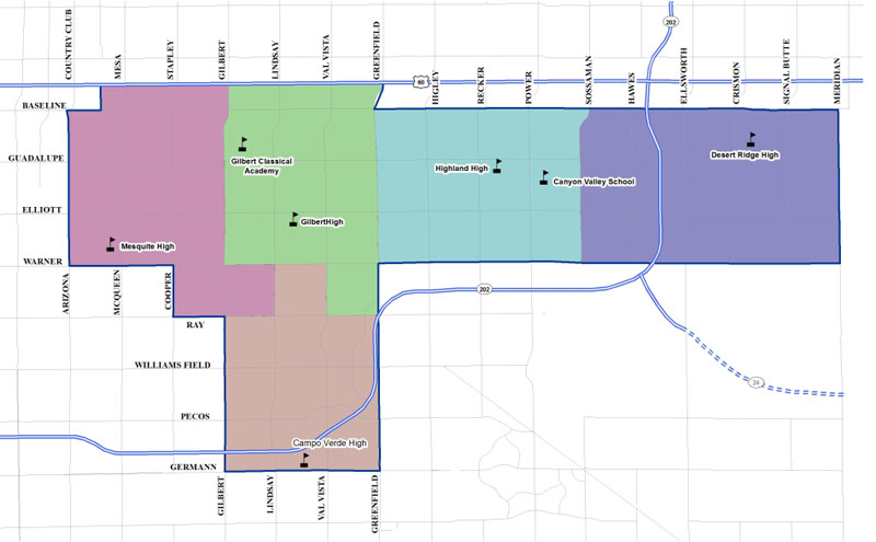 Gilbert Public School High School boundaries map