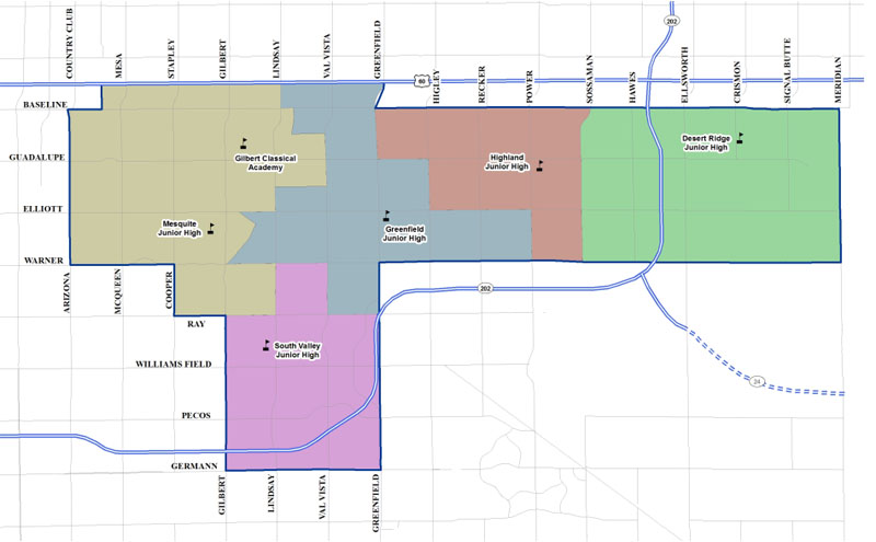 Gilbert Public School Junior High School boundaries map