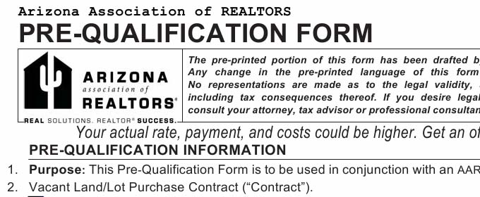 What you need to know about the Arizona Pre-Qualification Form when buying a home in Arizona?