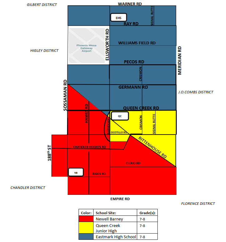 Queen Creek Unified School District (QCUSC) Junior High School Boundaries, School in Queen Creek Unified School District