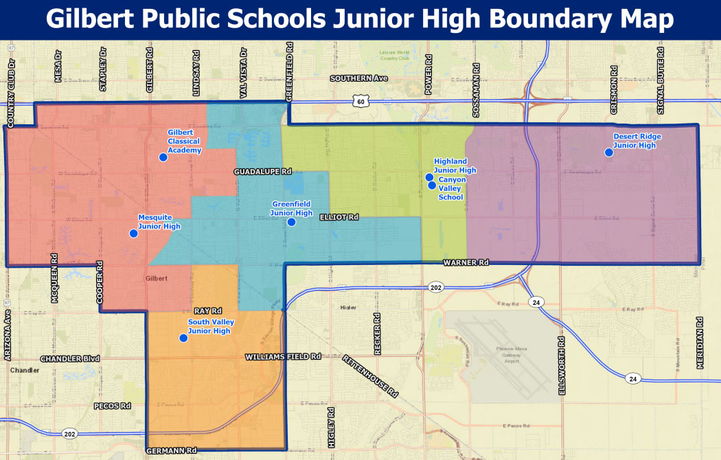 Gilbert Public School Junior High School boundaries map